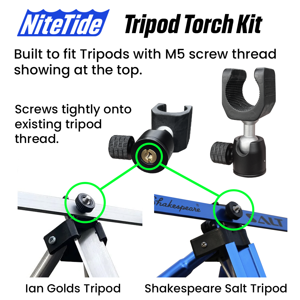 Sea fishing rod tip lights, tripod torch, mount instructions view